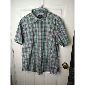 Blackberry's Men's Green Orange Plaid Collared Shirt Sleeve Shirt. Size XXL